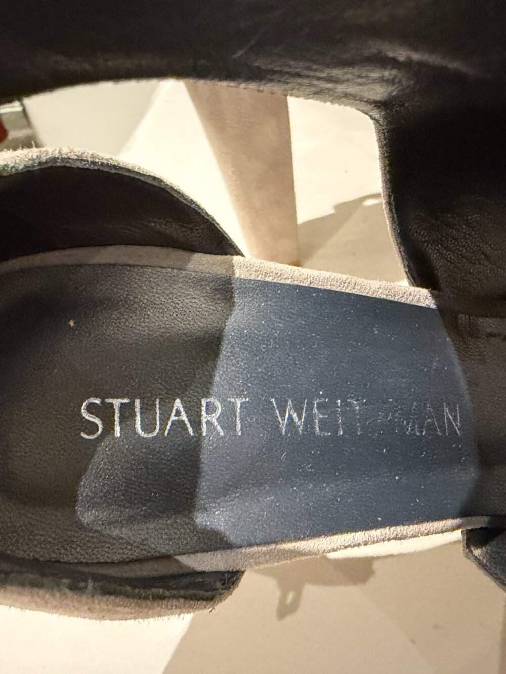 Stuart Weitzman Taupe Suede Cutout Peep-Toe Ankle High Heels - Size 9 - Picture 7 of 9